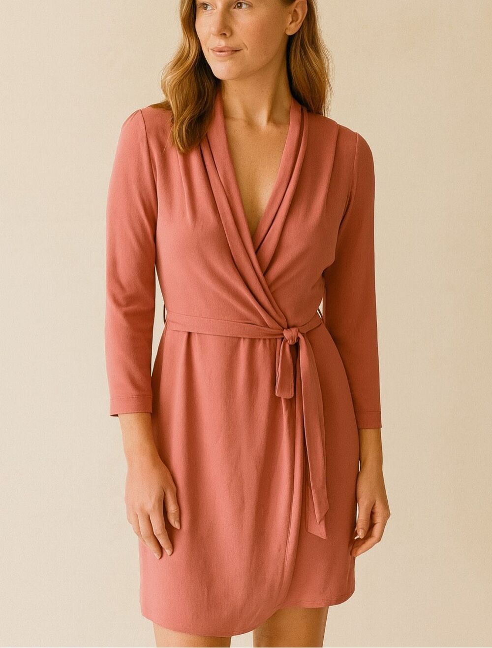 Aritzia Wilfred Franca Wrap Dress Dusty Rose Mauve Belted NWT Size 4